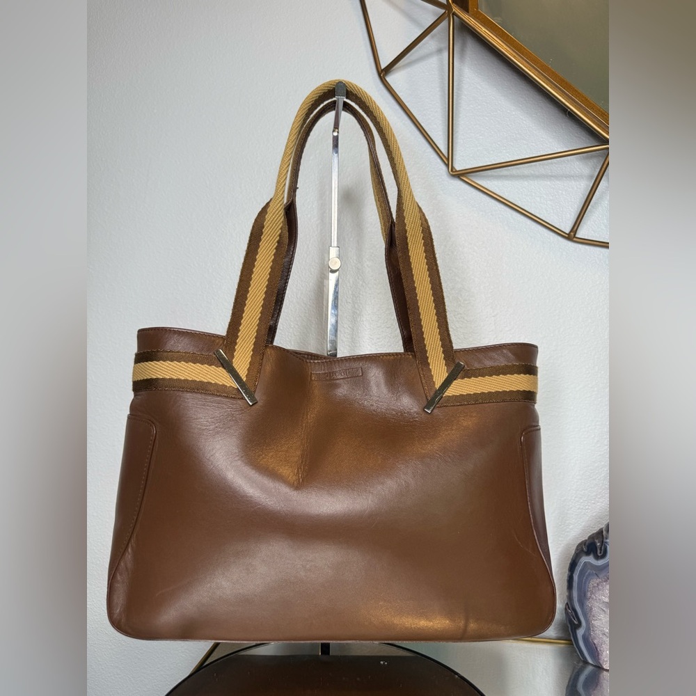 GUCCI Authentic Tote Bag Leather Brown Vintage